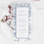 Menu de Recepção de Casamento Elegante Floral Peri<br><div class="desc">Menu de Recepção de Casamento Elegante Floral Periwinkle</div>