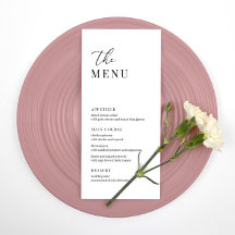 Menu de Recepção de Casamento Elegante Moderno
