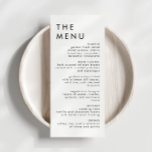 Menu de Recepção de Casamento Elegante Moderno<br><div class="desc">Este é um moderno menu de casamento com layout minimalista e fonte única. Todas as cores são editáveis. // Para designs correspondentes, procure "HARLOW" na certeira loja Nicole Zazzle. * Se você gosta deste design, mas não o vê disponível para algo que você está procurando, por favor, entre em contato...</div>