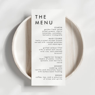 Menu de Recepção de Casamento Elegante Moderno