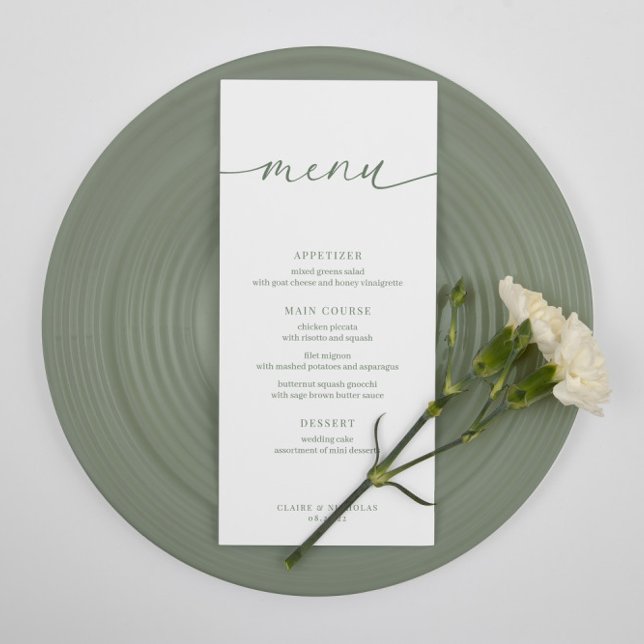 Menu de Recepção de Casamento Elegante Moderno Ver (Criador carregado)