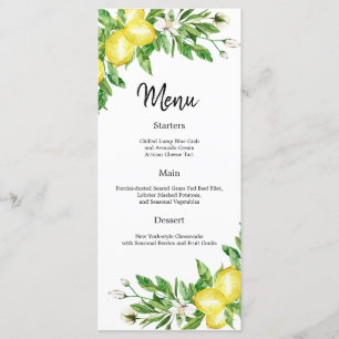 Menu de Recepção de casamento floral do limão da c