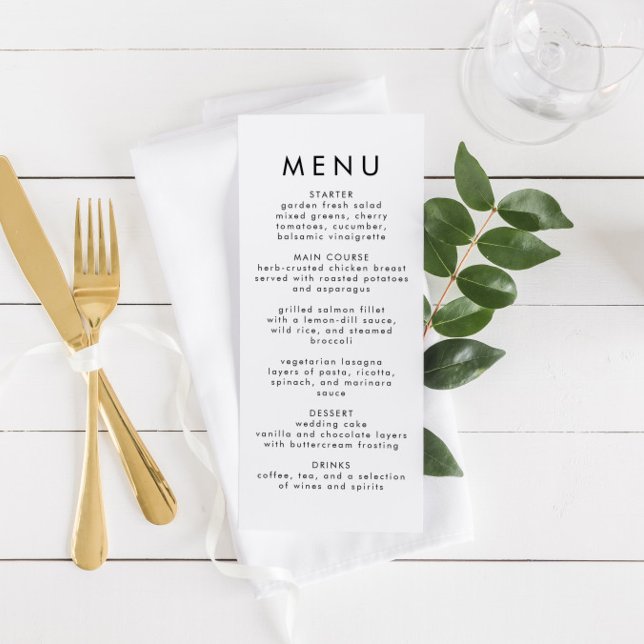Menu de Recepção de casamento Minimalista Moderno (Criador carregado)