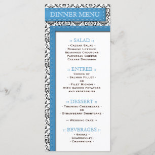 Menu de Recepção de Casamento tema damasco com Tít