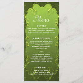 Menu de Recepção de casamento Verde Elegante