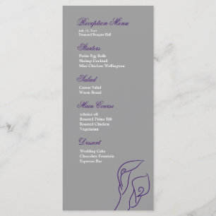 Menu de Recepção de Lírios de Callas Roxos e Prate