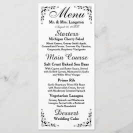 Menu de Recepção Formal Preto e Branco