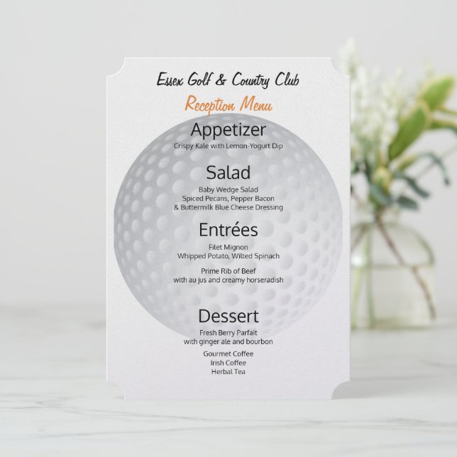 Menu de Recepção ⛳ Torneio de Golfe Grande (Em pé/Frente)
