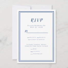 Menu de Resposta de Casamento Minimalista Azul e B