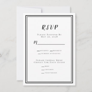 Menu de RSVP de Casamento Minimalista Moderno Pret