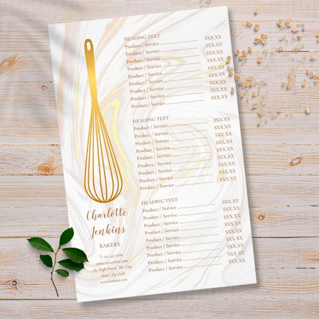 Menu de Serviço de Mármore da Padaria Patisserie G (Criador carregado)