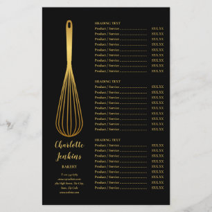 Menu de Serviço de Padaria e Patisserie Black Gold
