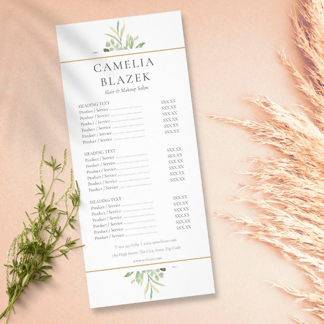 Menu de Serviço de Salão de Gerência de Aquarela (Criador carregado)