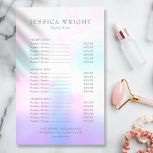 Menu de Serviço de Salão Iridescente Moderno Simpl