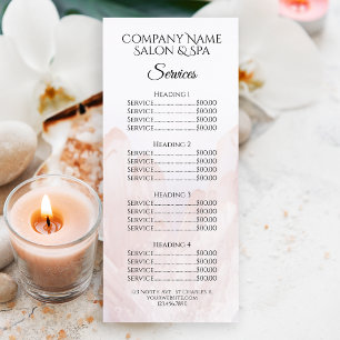 Menu de Serviço de Spa Salon de Cristais Rosa Clar