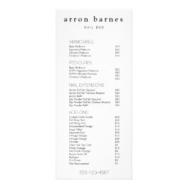 Menu de Serviço Lista de Preços do Salão Branco Si