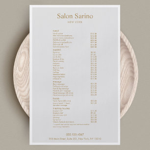 Menu de Serviço Salão de Bela Cinza Simples