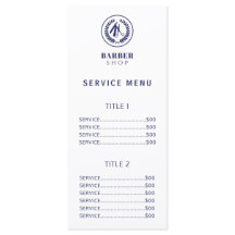 Menu de serviços de preço simples e marinho branco