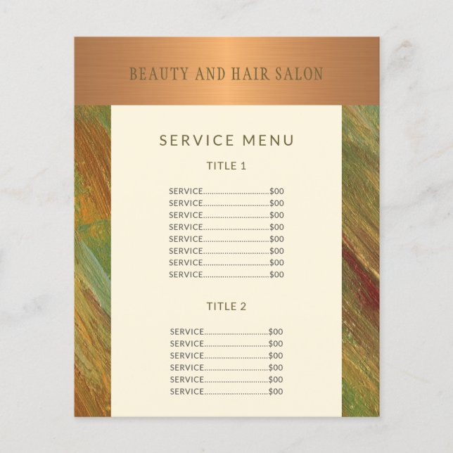 Menu de serviços de salão de beleza moderno promoc (Frente)
