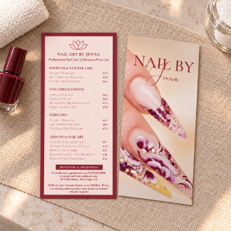 Menu de Serviços de Salão de Unhas Blush Burgundy