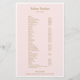 Menu de Serviços do Salão de Beleza Rosa Simples