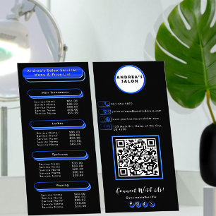 Menu de Serviços do Salão Royal Blue & Black Adici