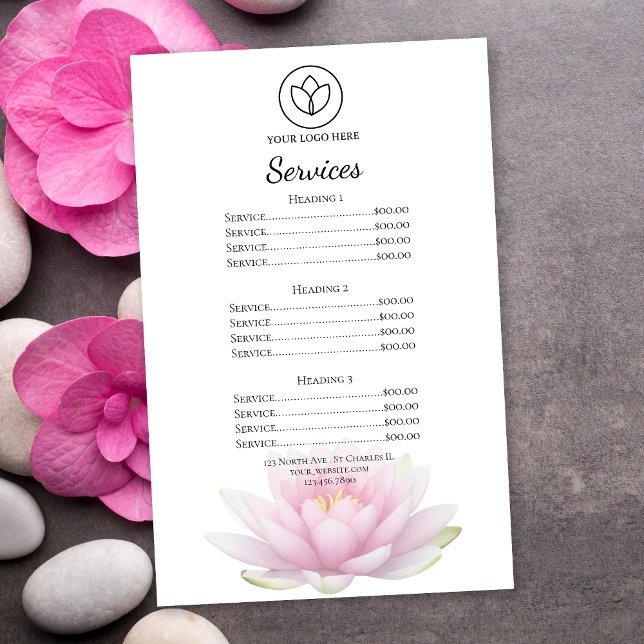Menu de Serviços do Spa Salão da Flor de Lótus Ros (Criador carregado)