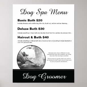 Menu de Spa de Embelezamento Canino - Poster Perso