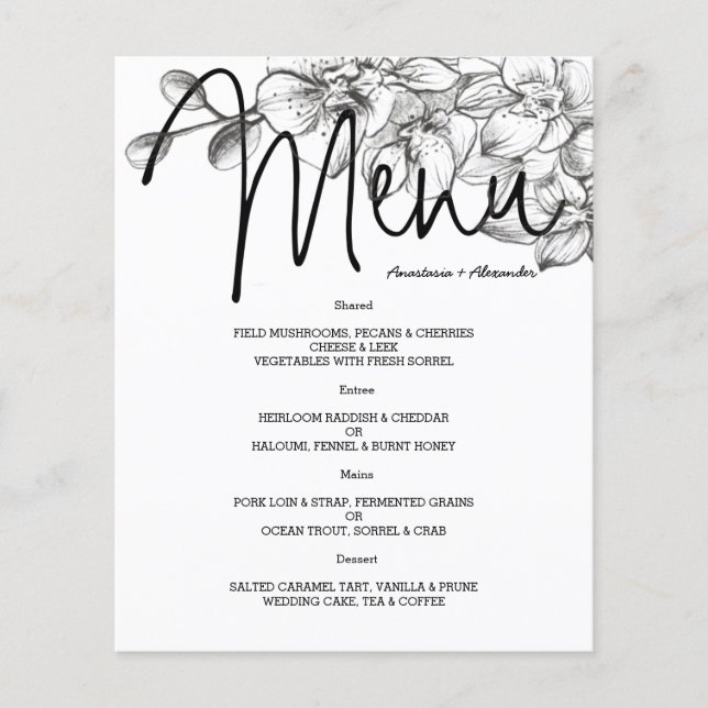 MENU DE WEDDING Floral. Folheto (Frente)