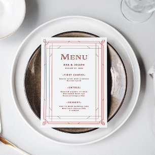 Menu Deco Moderno Branca de Prata Leve com Casamento