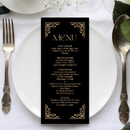 Menu Deco Moderno | Casamento Elegante em Preto e Doura
