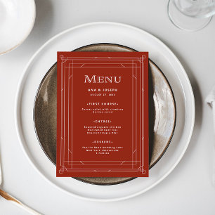 Menu Deco Moderno Casamento Vermelho de Feriado Elega