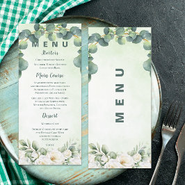 Menu Decoração Botânica de Noite de Casamento Verde Euc