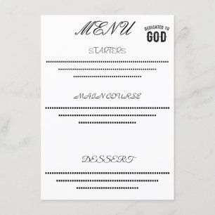 MENU DEDICADO A DEUS TEXTO NEGRO PERSONALIZÁVEL LEGAL