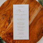 Menu Delicar Casamento de Convidado de Caligrafia Doura<br><div class="desc">Este delicado cartão de cardápio de hóspedes de caligrafia de ouro é perfeito para um casamento moderno. A design romântica minimalista apresenta uma magnífica e elegante tipografia amarela ouro champanhe num fundo branco com um aspecto simples e limpo. Este menu pode ser usado para recepção de casamento, janto de ensaio...</div>