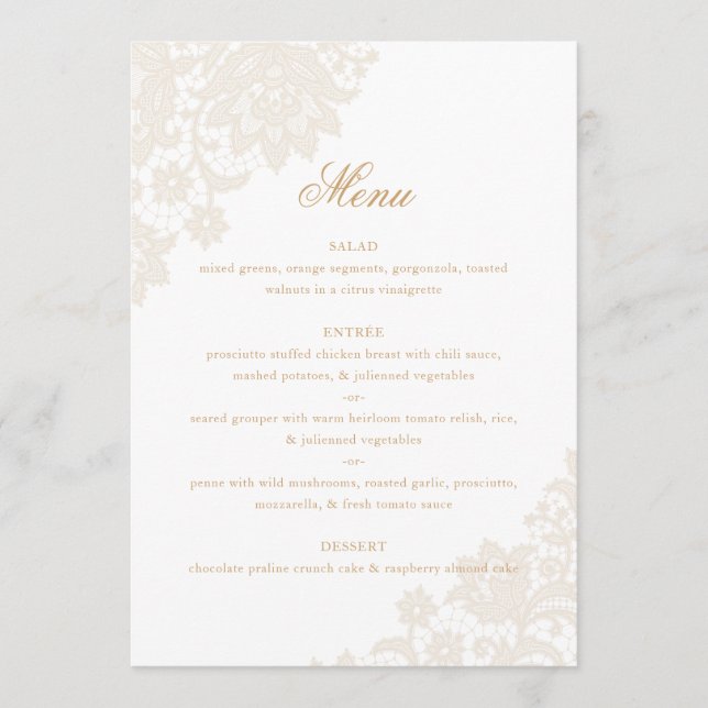 Menu Delicar o Canto de Lace Ivory e Casamento Dourado  (Frente)
