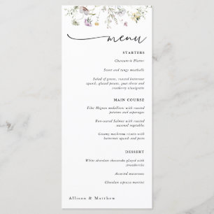 Menu Delicate Purple Wildflower