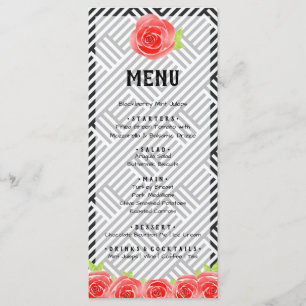 Menu Derby de rosas vermelhas de Black & White Stripes