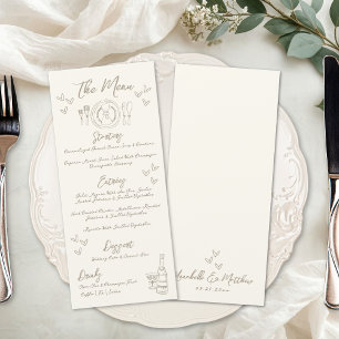 Menu Desenho à Mão Casamento Excêntrico e Caprichoso