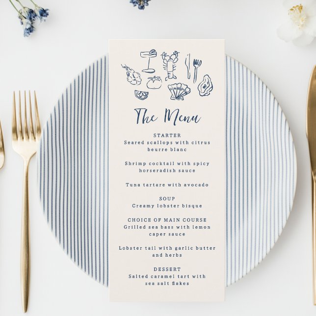 Menu Desenho à Mão Divertido Náutico Festa de Aniversár (Criador carregado)