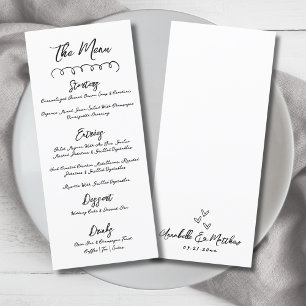 Menu Desenho à Mão Simples Preto Branco Caprichoso Casa