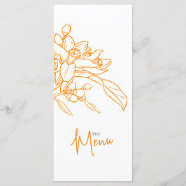 Menu Desenho cor de laranja, cardápio de casamento bran