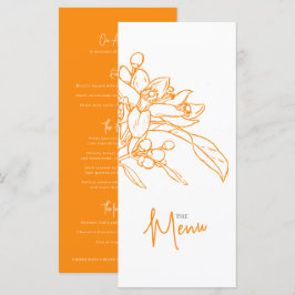 Menu Desenho cor de laranja, cardápio de casamento bran
