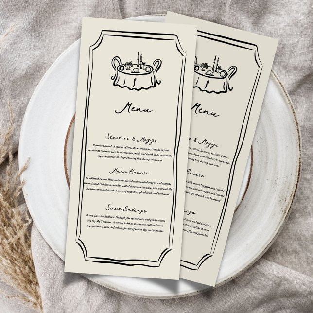 Menu Desenho da Comida de Casamento Whimsical (Whimsical Wedding Food Dinner Menu)
