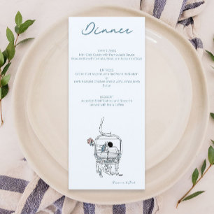 Menu desenho de casamento de esqui