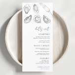 Menu Desenho de Ostras de Champanhe Eat Casamento Branc<br><div class="desc">Este elegante menu de casamento,  com texto personalizado e ostras desenhadas elegantes,  faria uma maravilhosa adição à sua festa! Altere facilmente o texto clicando na opção "personalizar este modelo".</div>