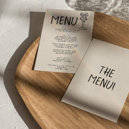 Menu Desenho Manual Ilustrado Retrô Quirky Wedding