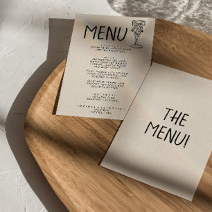 Menu Desenho Manual Ilustrado Retrô Quirky Wedding