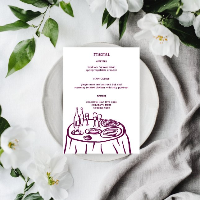 Menu Desenho moderno de porta de Mesa de buffet Whimsic (Whimsical Buffet Table Doodle Sketch Modern CUSTOM Menu
)