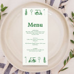Menu Desenhos da Linha de Golfe Verde<br><div class="desc">Adicione um toque de sofisticação esportiva ao seu evento especial com nosso Menu Tema Golf. Perfeito para casamentos, festas ou jantas temáticos de golfe, este menu apresenta elegantes ilustrações de aquarela de tacos de golfe e verdes, trazendo o charme do canal para sua experiência de jantar. Impresso em papel de...</div>